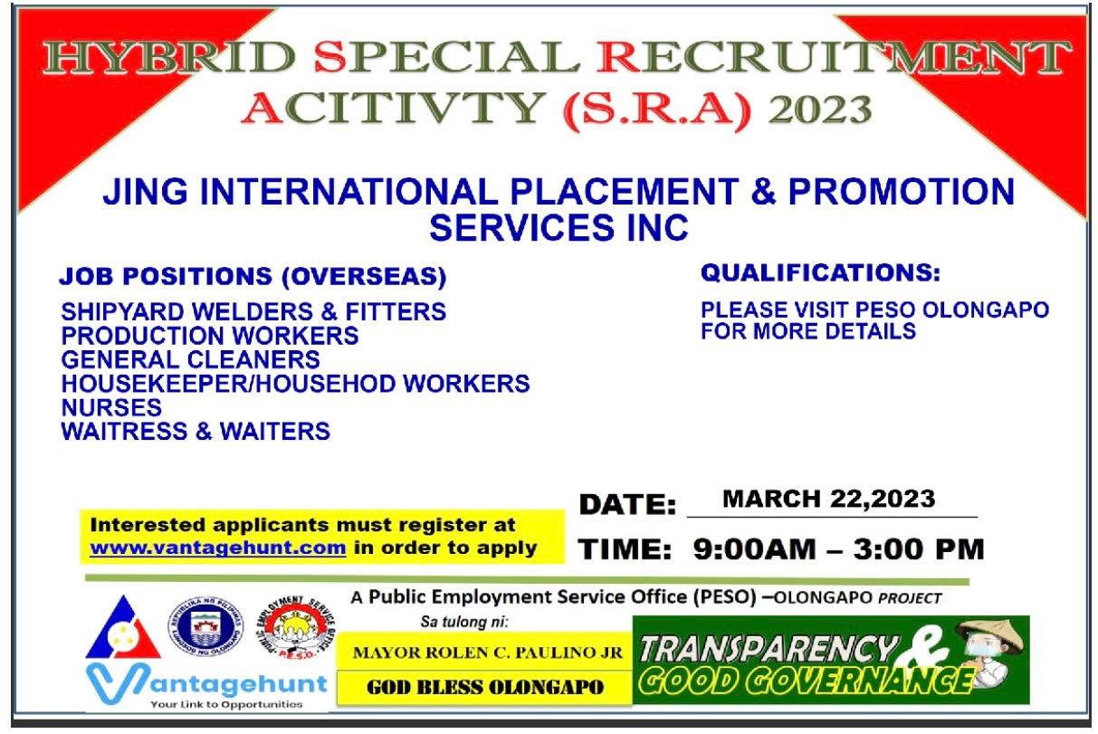 JING INTERNATIONAL Special Recuitment Activity Banner Vantagehunt