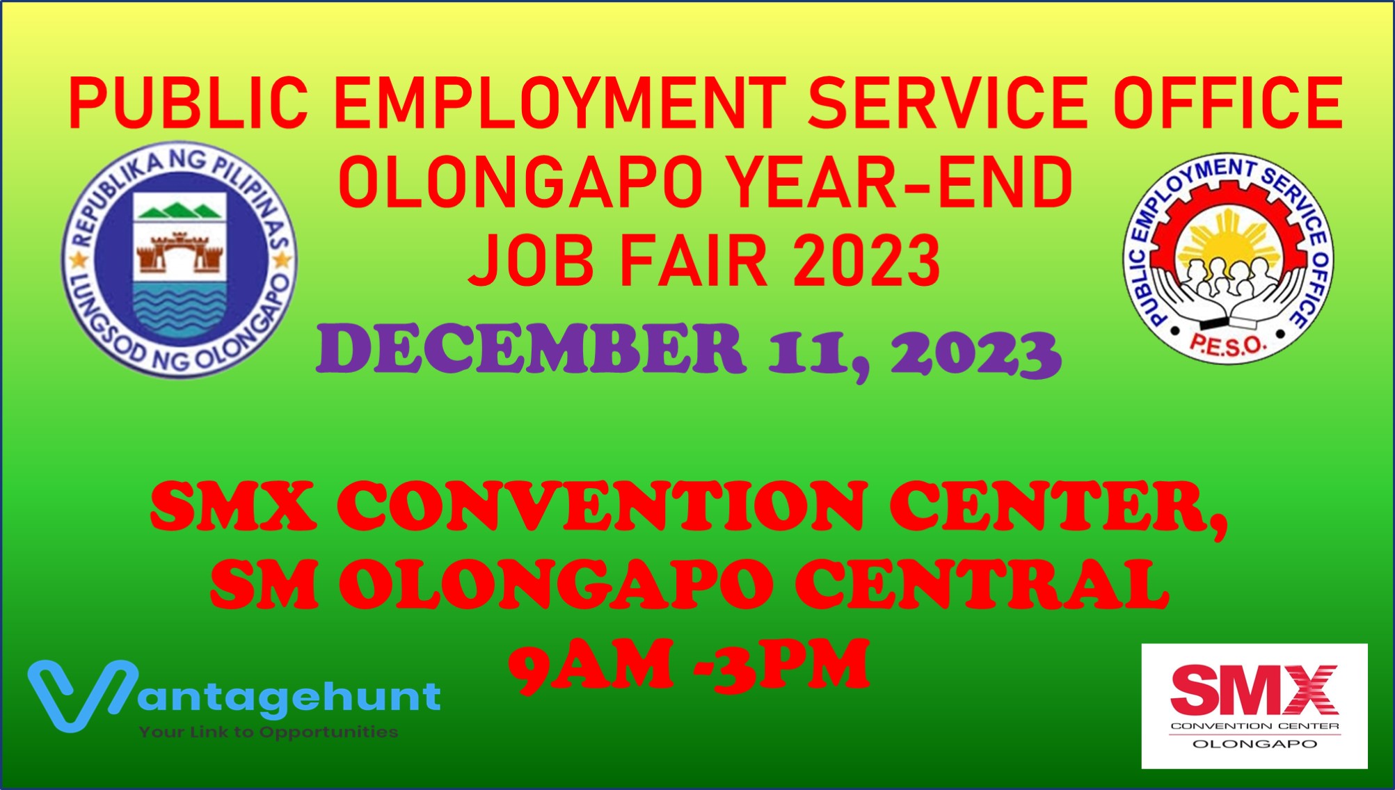 PESO OLONGAPO YEAR END JOB FAIR 2023 Banner Vantagehunt