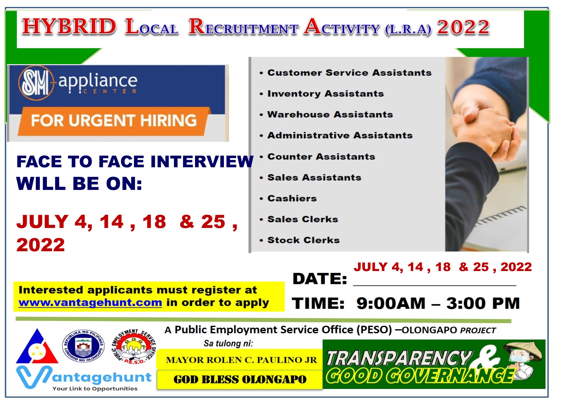 SM APPLIANCE Exclusive Local Recruitment Acitivity Banner Vantagehunt