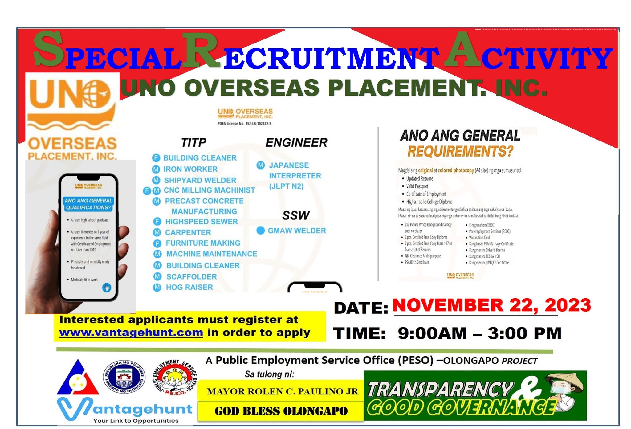 UNO OVERSEAS PLACEMENT FACE TO FACE INTERVIEW Banner Vantagehunt